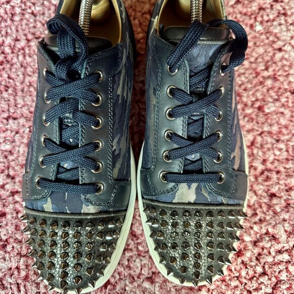 Christian Louboutin Other - Christian Louboutin Louis Junior Spikes Sneakers Navy Camo & Silver Stud S 40.50